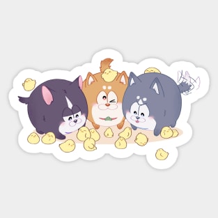 Dogs and chickens Sticker